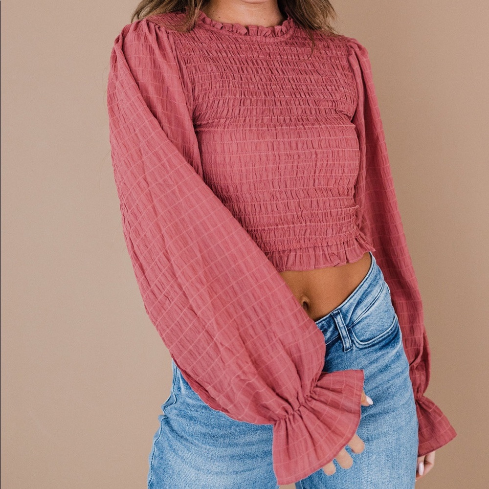 HYFVE Smocked Frill Trim Cropped Top